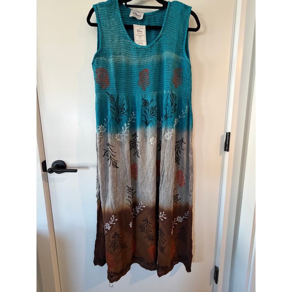 Bohemian Dyed Midi Dress by Rhea Handmade Medium/Large 100% Viscose